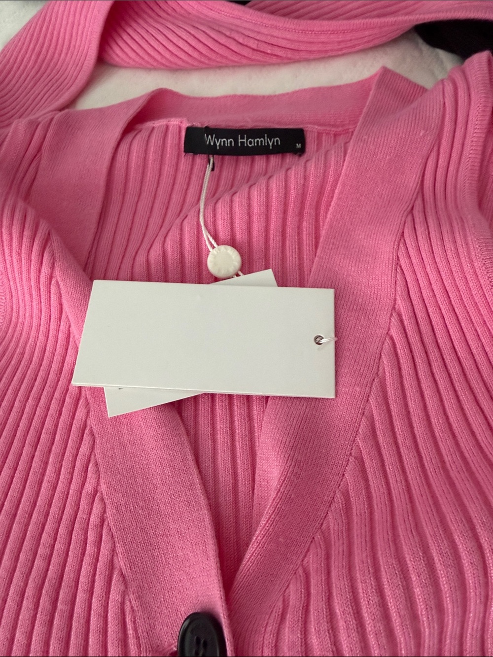 Pink Ribbed Button-Front Women’s Sweater - Picture 5 of 5